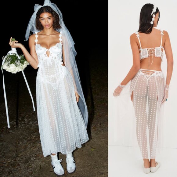 NEW For Love & Lemons Amore Maxi Slip Dress Large 37978 - Picture 1 of 13